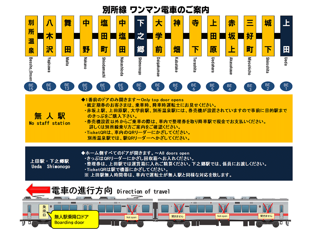 ワンマン電車のご案内